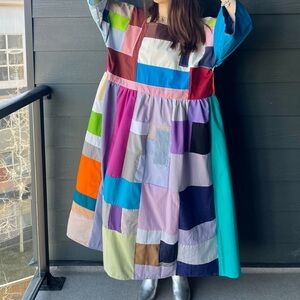 Handmade Quilted Patchwork Colorblock Dress SKU 05031